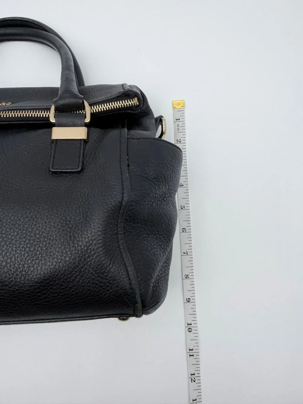 Michael Kors Women’s Black Pebbled Leather Satchel Bag  Tassel & Gold Hardware